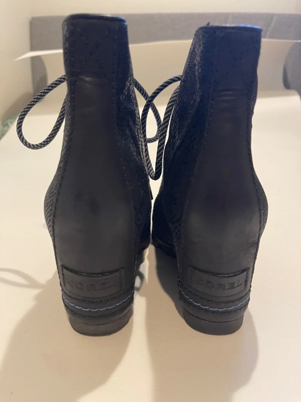Sorel 1964 Premium Wedge Booties Black Lace-Up Boots